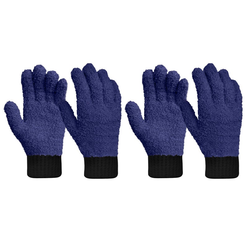 MIG4U 2 Pairs Microfiber Gloves - Dusting Gloves for House Cleaning - Washable Blind Cleaner Duster Tool (Navy,S/M) - Image 1